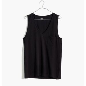 Madewell Whisper Olive V-Neck Pocket Tank - XS